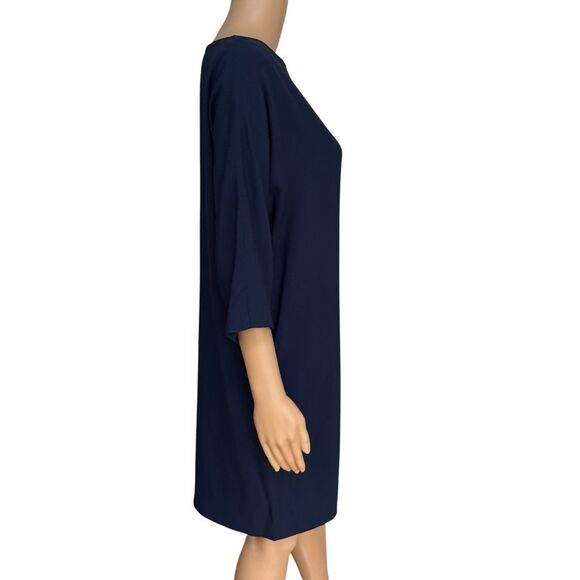 Lisa Perry Pockets Knee Length Quarter Sleeve Striped Panel Shift Dress Sz 4 NWT - Picture 2 of 7